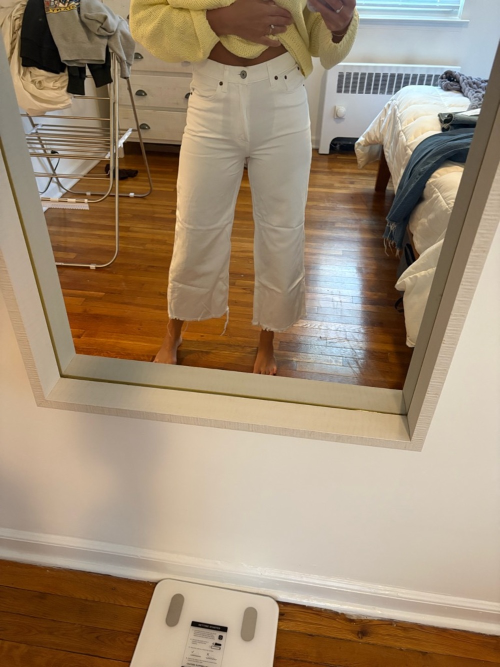 Abercrombie & Fitch White Crop Wide-Leg High-Rise Jeans